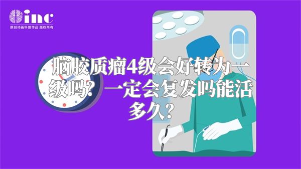 脑胶质瘤4级会好转为一级吗？一定会复发吗能活多久？