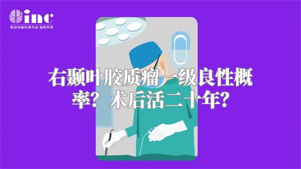 右颞叶胶质瘤一级良性概率？术后活二十年？