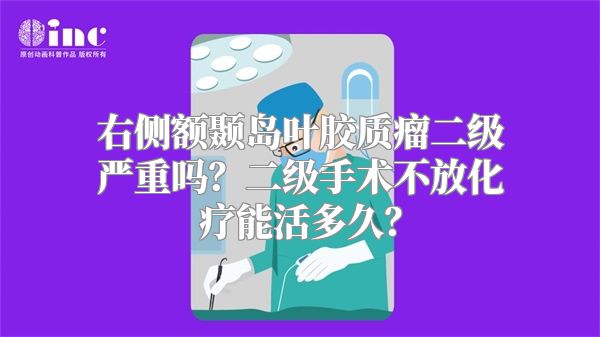 右侧额颞岛叶胶质瘤二级严重吗？二级手术不放化疗能活多久？