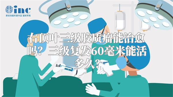 右顶叶三级胶质瘤能治愈吗？三级复发60毫米能活多久？