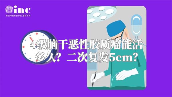 4级脑干恶性胶质瘤能活多久？二次复发5cm？