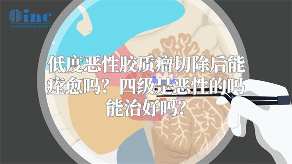 低度恶性胶质瘤切除后能痊愈吗？四级是恶性的吗能治好吗？