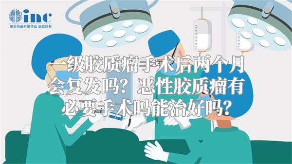 一级胶质瘤手术后两个月会复发吗？恶性胶质瘤有必要手术吗能治好吗？