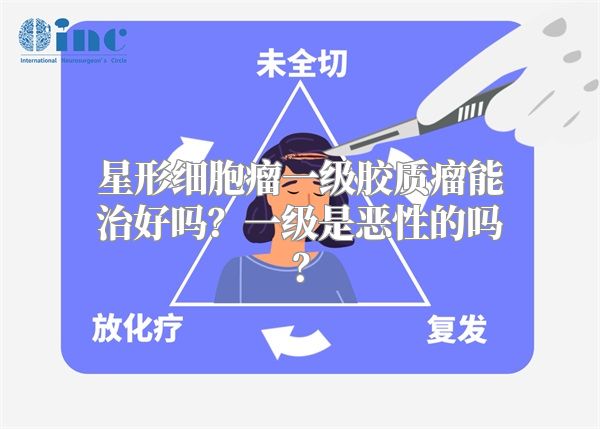 星形细胞瘤一级胶质瘤能治好吗？一级是恶性的吗？