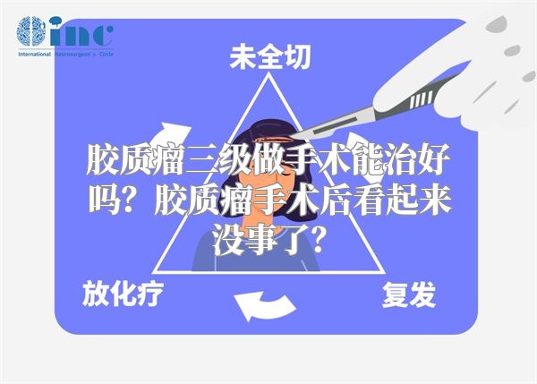 胶质瘤三级做手术能治好吗？胶质瘤手术后看起来没事了？