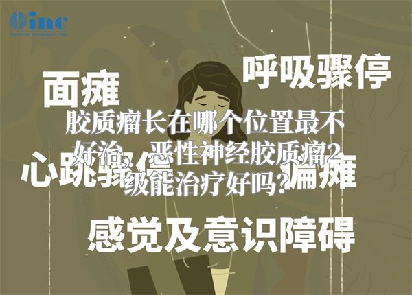 胶质瘤长在哪个位置最不好治，恶性神经胶质瘤2级能治疗好吗？