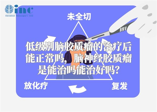 低级别脑胶质瘤的治疗后能正常吗，脑神经胶质瘤是能治吗能治好吗？