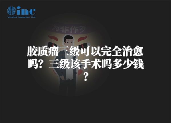 胶质瘤三级可以完全治愈吗？三级该手术吗多少钱？