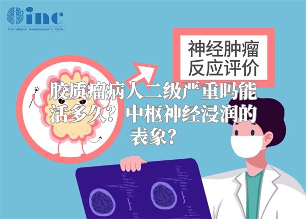 胶质瘤病人二级严重吗能活多久？中枢神经浸润的表象？