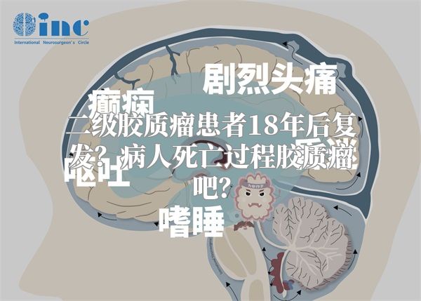 二级胶质瘤患者18年后复发？病人死亡过程胶质瘤吧？