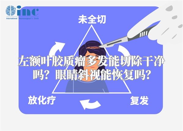 左额叶胶质瘤多发能切除干净吗？眼睛斜视能恢复吗？